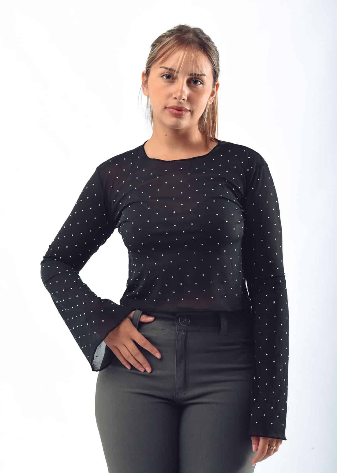 2037 Remera de tull con Brillos