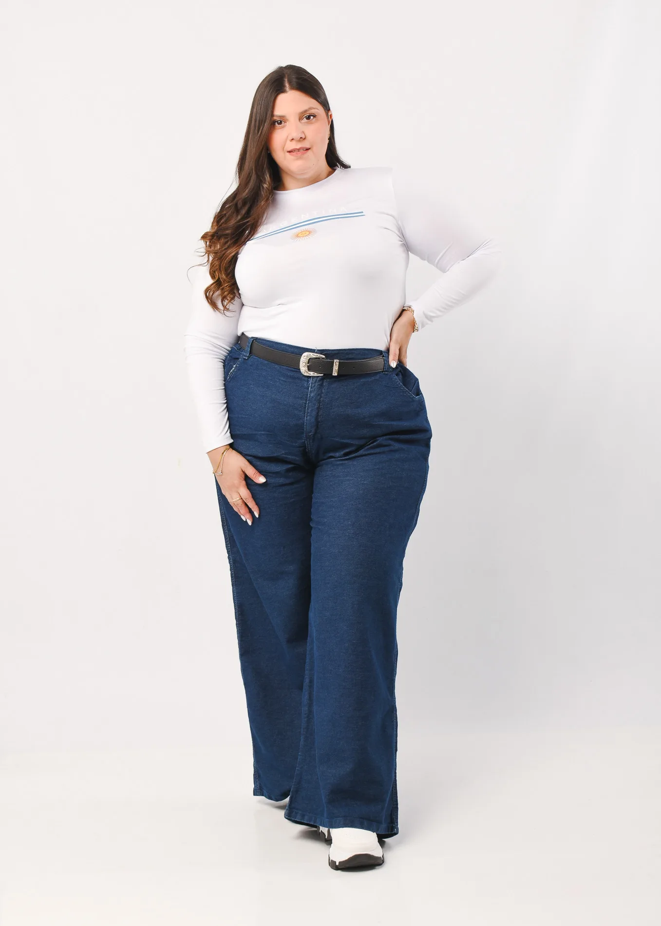 26501 PANTALON JEANS WIDE LEG CON ELASTICO