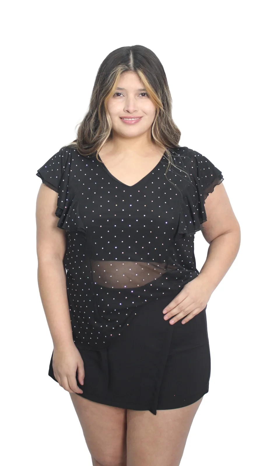 1597 REMERA DE MESH CON STRASS - Imagen 3