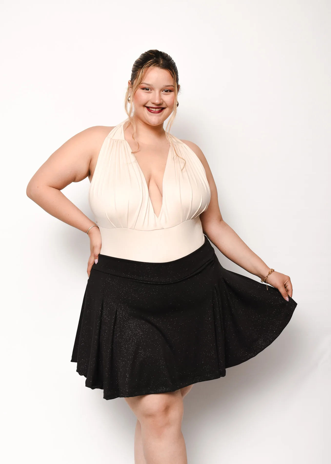 5032 POLLERA SHORT BRILLOSO