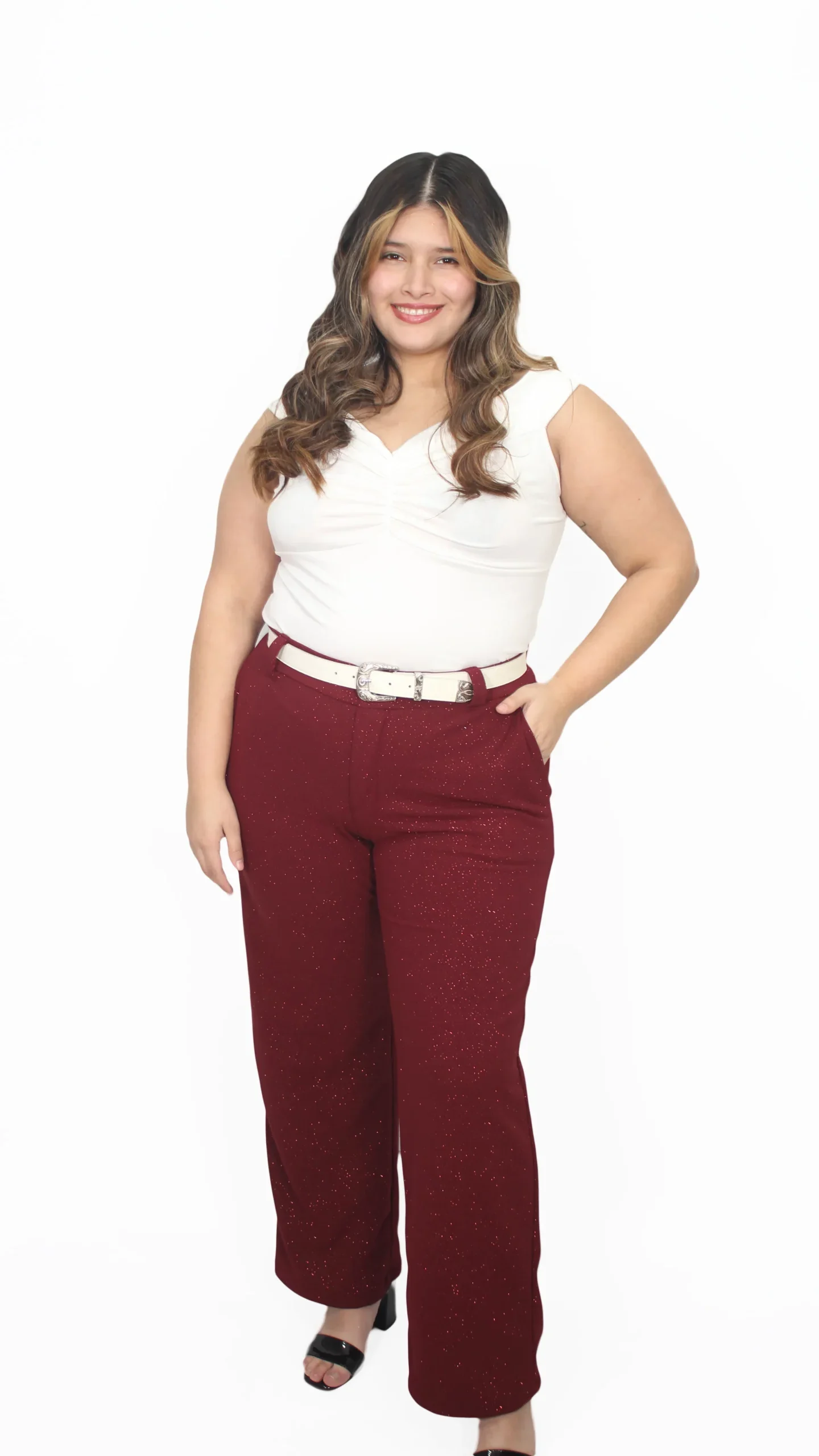 6544 PANTALÓN SASTRERO CON BRILLO