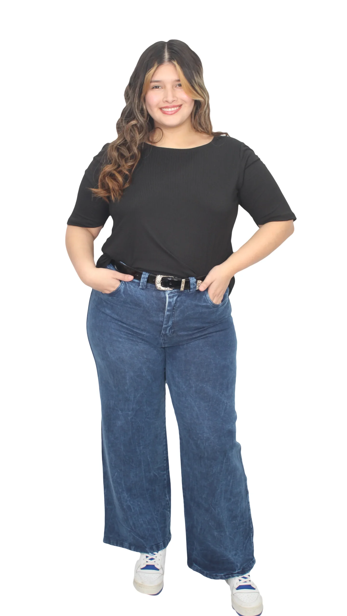 26501 PANTALON JEANS WIDE LEG CON ELASTICO